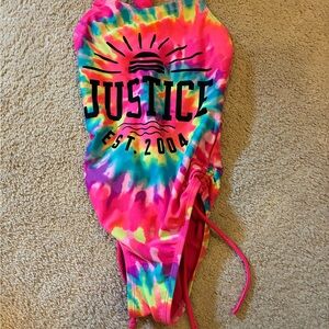 Justice Neon Pink and Orange Swimsuit